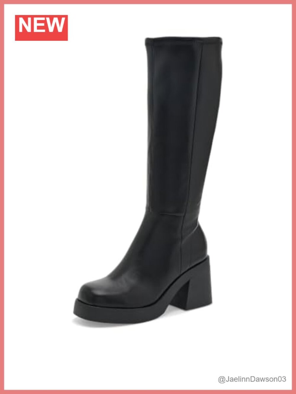 Mid Calf Pull-On Block Heel Boot Polyurethane Fall Bootie High Top